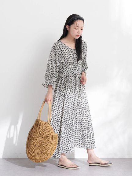 Kimono dress - Haori V-Neck Flower Dress