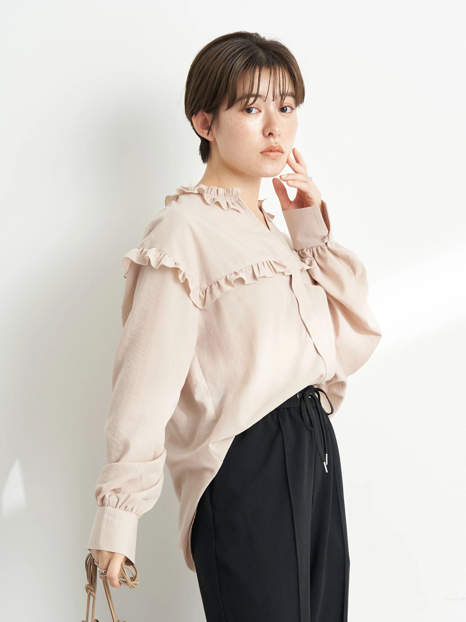 Garbera Open Collar Frilled Blouse