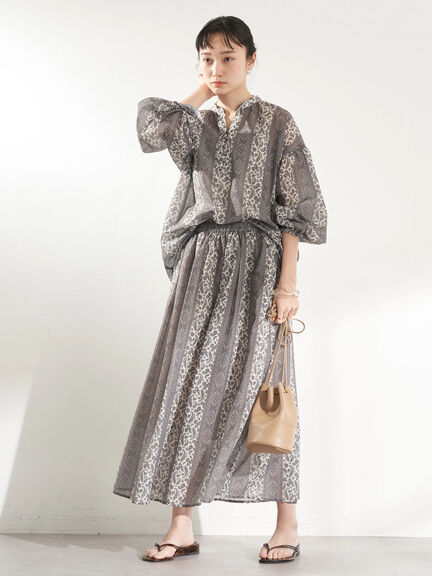 Rok flare Etna Pattern Gathered Skirt