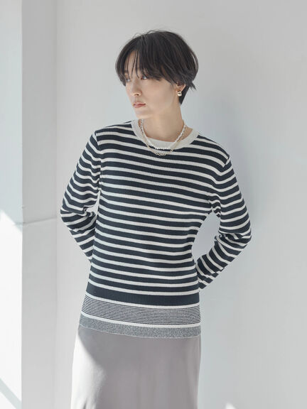 Jadine Border Knit Pullover