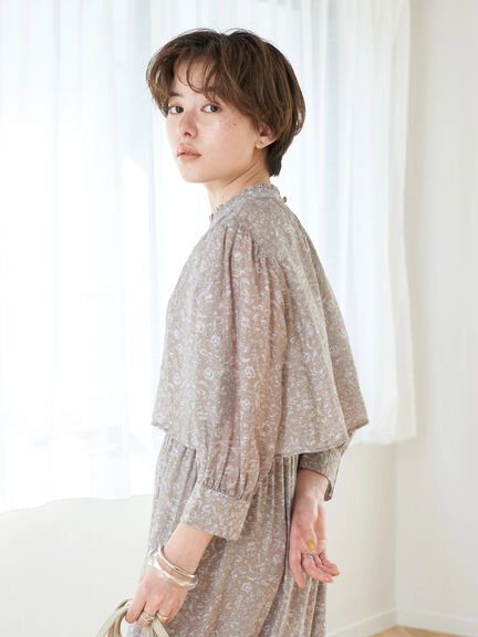 Inazawa Stand Frill Print Dress