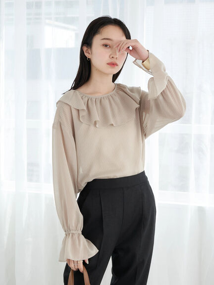 Shobu 2way Striped Frill Blouse