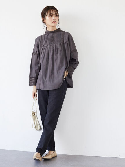 Momiro Sleeve Lace High Neck