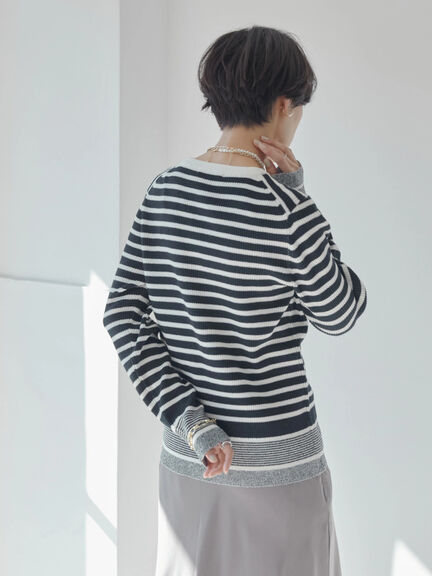 Jadine Border Knit Pullover