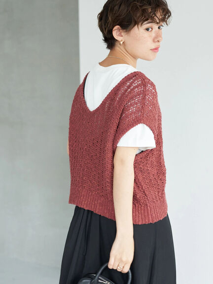 Rompi Rajut Wanita Slub Sleeveless Yarn Knit Vest