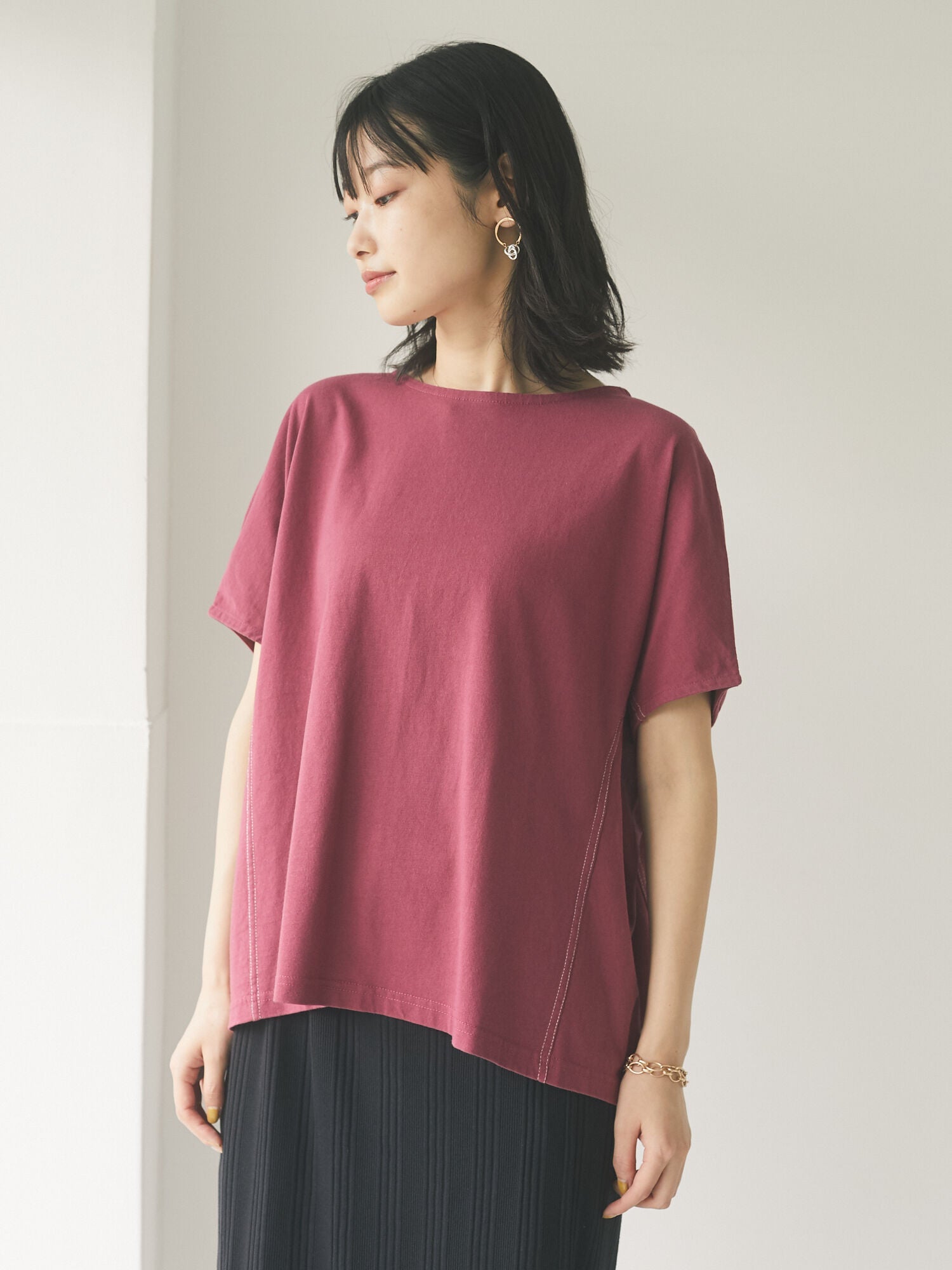 Rachel Color Stitch Dolman T-shirt