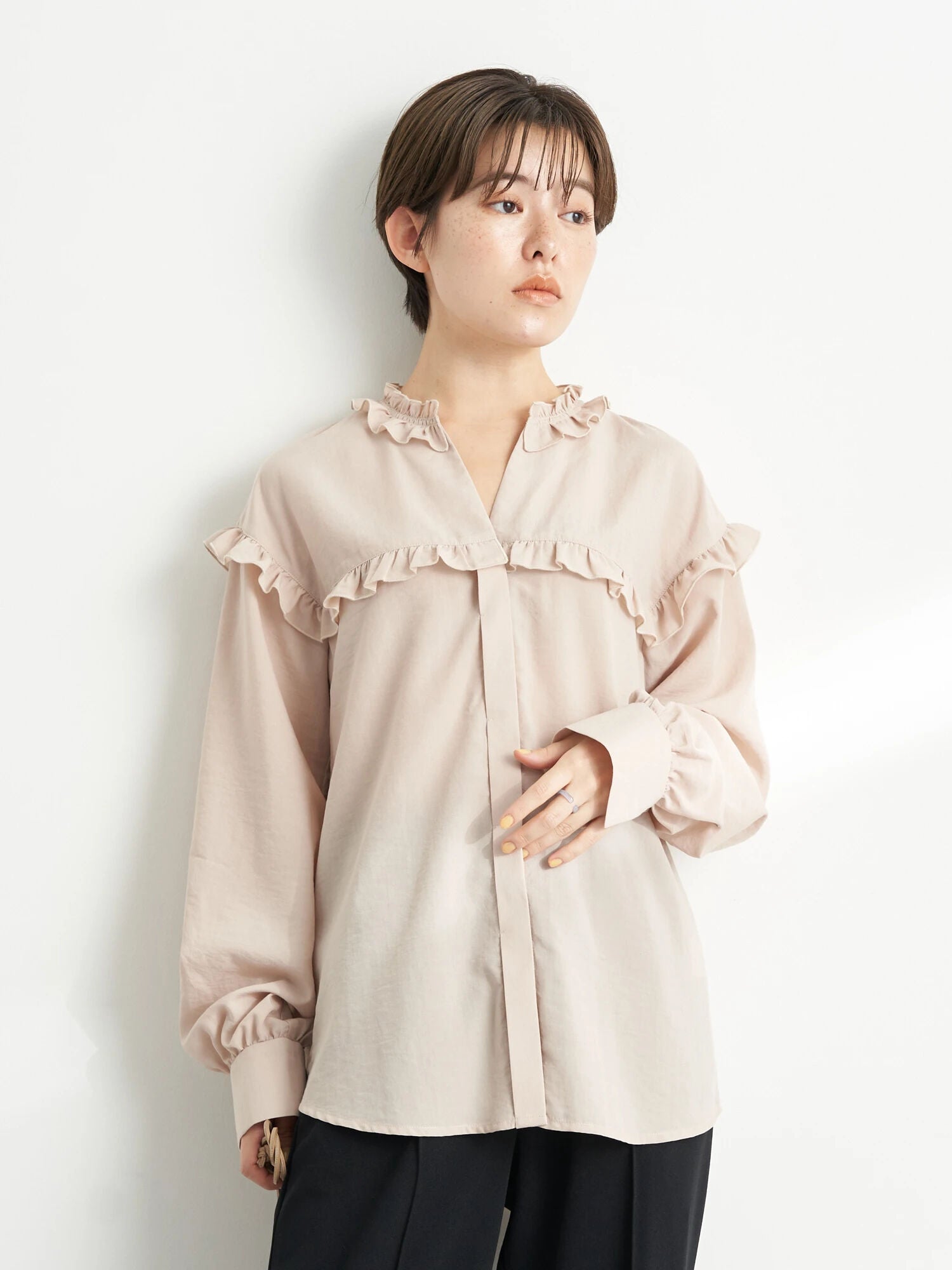 Garbera Open Collar Frilled Blouse