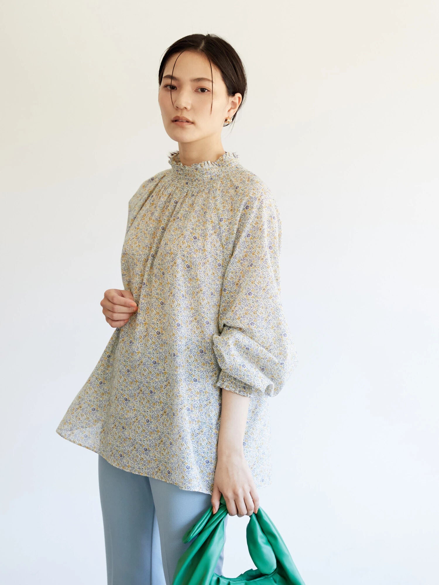 Lopika High Neck Raglan Blouse