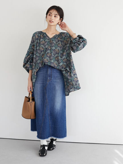 Emira Flower Gathered Blouse