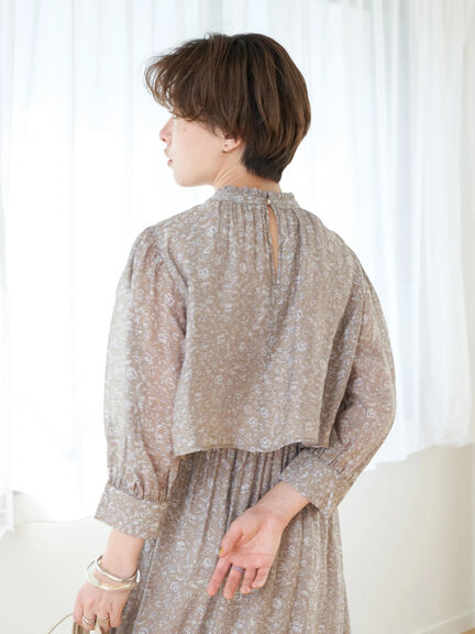 Inazawa Stand Frill Print Dress