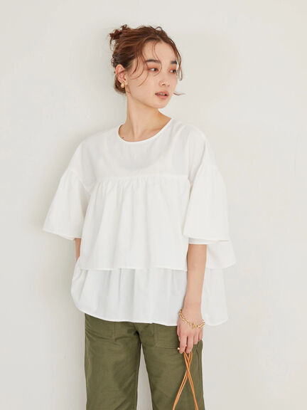 Blouse Half Sleeve - Akigawa Tiered - Bobo Tokyo – Bobobobo