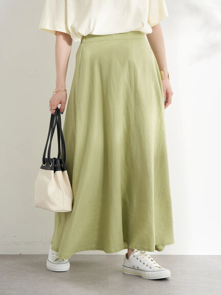 Mecca Linen Blend Flare Skirt