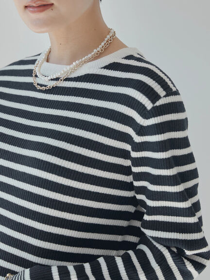 Jadine Border Knit Pullover