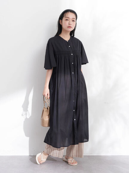 Dress Casual Wanita Lace Pintuck