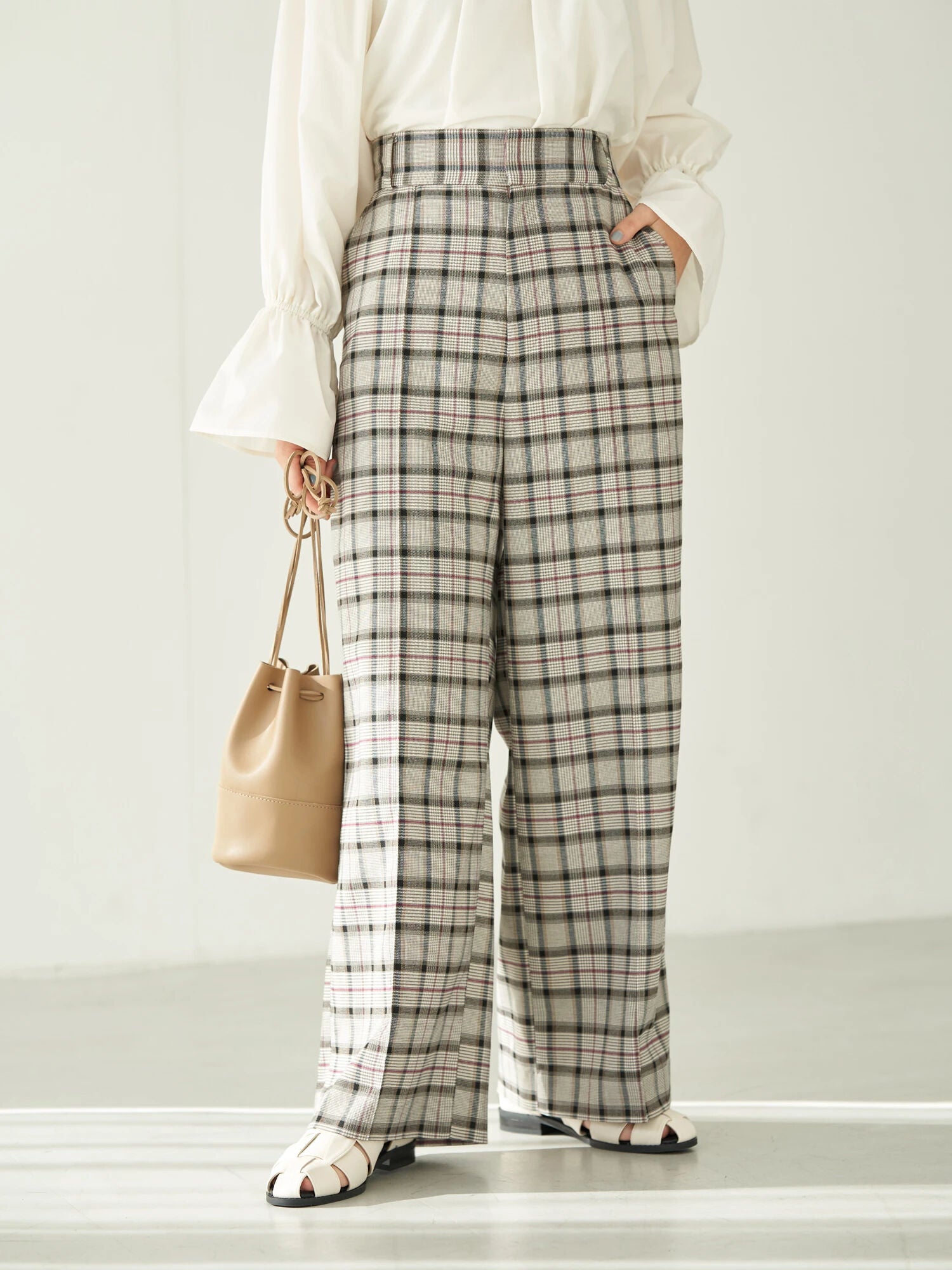 Keito Plaid Wide Pants