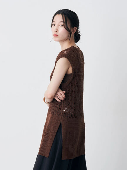 Rompi Rajut Wanita Slub Sleeveless Yarn Knit Vest