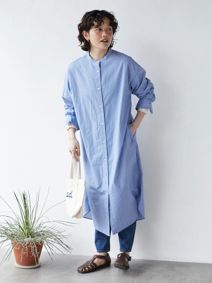 Sugi Band Collar Shirt Dress