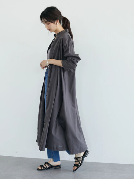 Kosumosu Pintuck Lace Shirt Dress