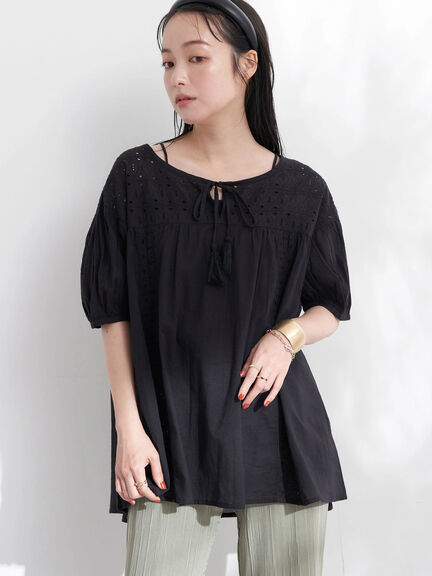 Tunik Lengan Balon Yukata Short Sleeve Lace Tunic