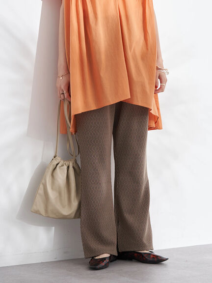 Style Celana Cutbray Wanita Geo Pattern Jacquard Pants