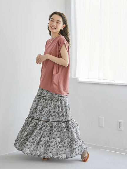 Rok Motif Bunga Kadima Tiered Flower Skirt