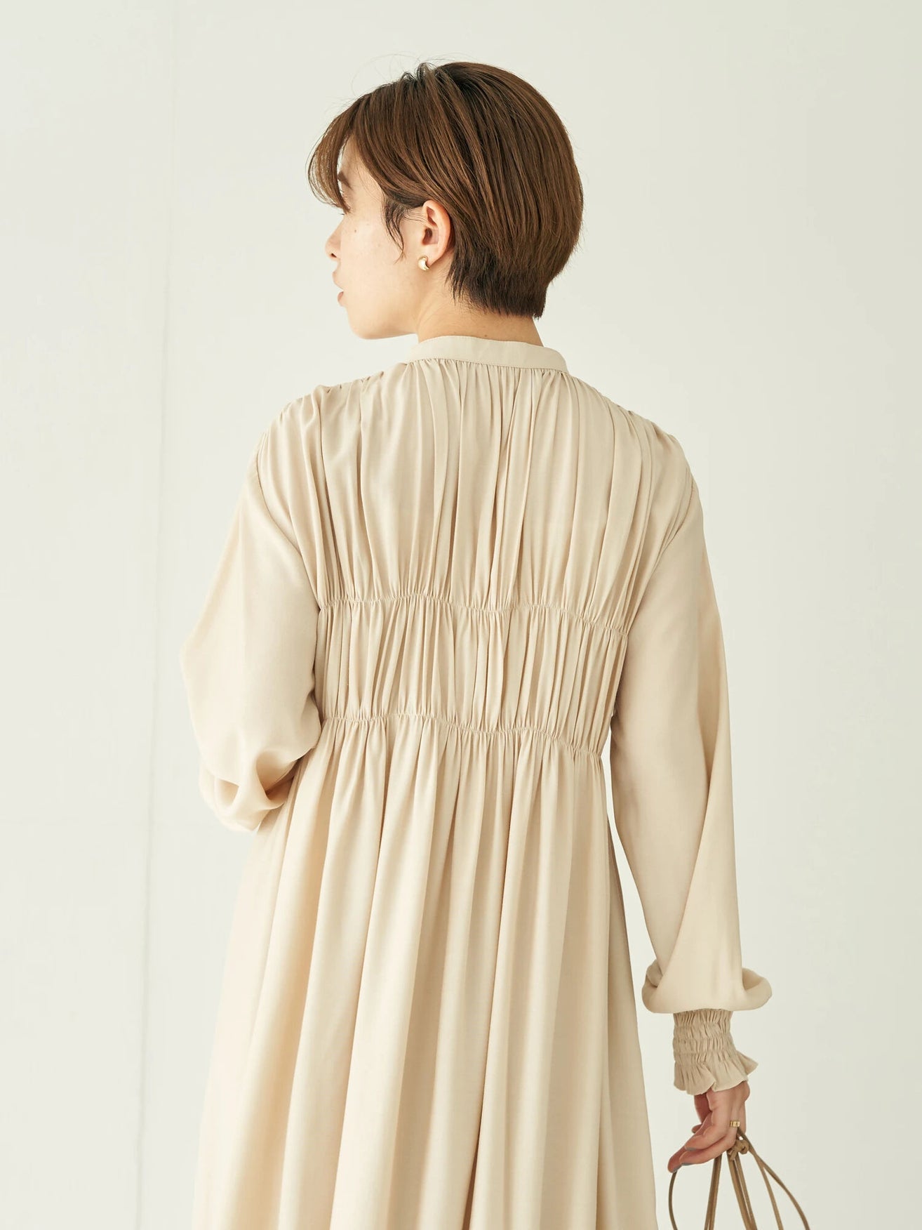 Kiru Plain Shirring Gather Dress