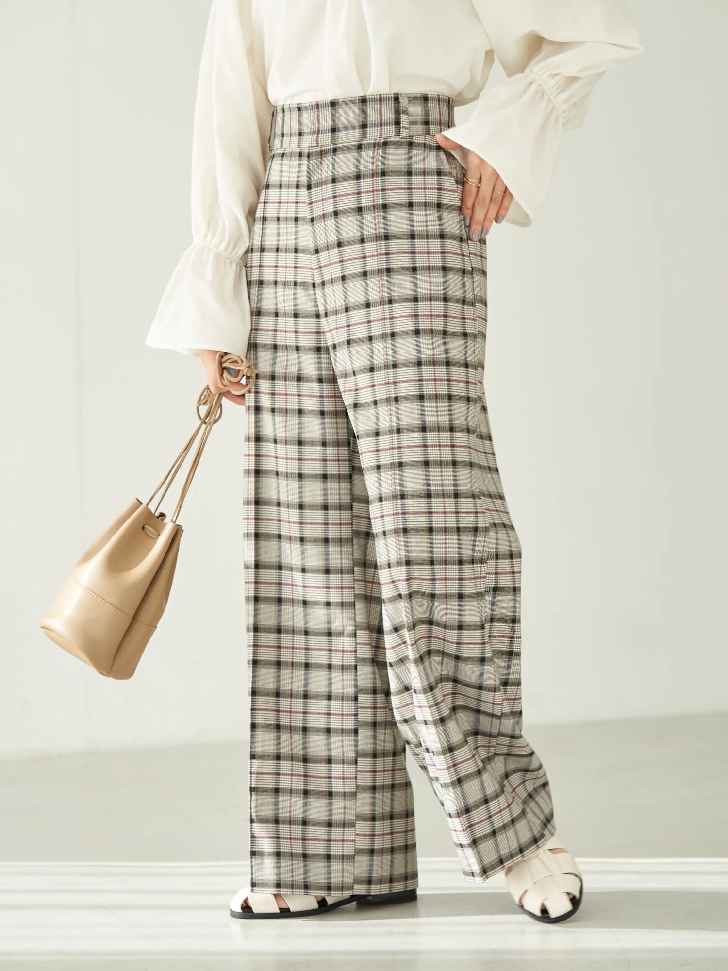 Keito Plaid Wide Pants