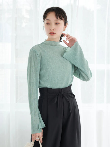 Laury Sheer Pleated Cut Pullover