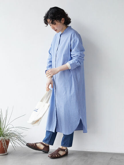 Sugi Band Collar Shirt Dress