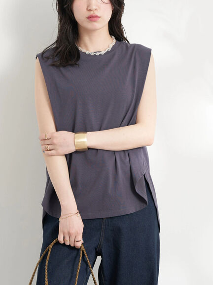 sleevsless tops Iwaki Sleeveless Tuck Cut Pullover