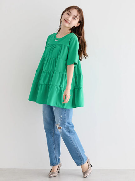 Oria Two Material Tiered Tunic