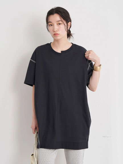 Tunik polos elegan Noble Short Sleeve Border Tunic