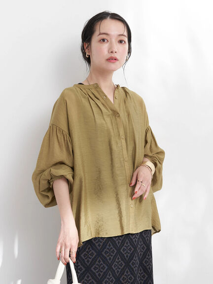 blouse Wanita Kekinian Wrenly Sheer Gathered