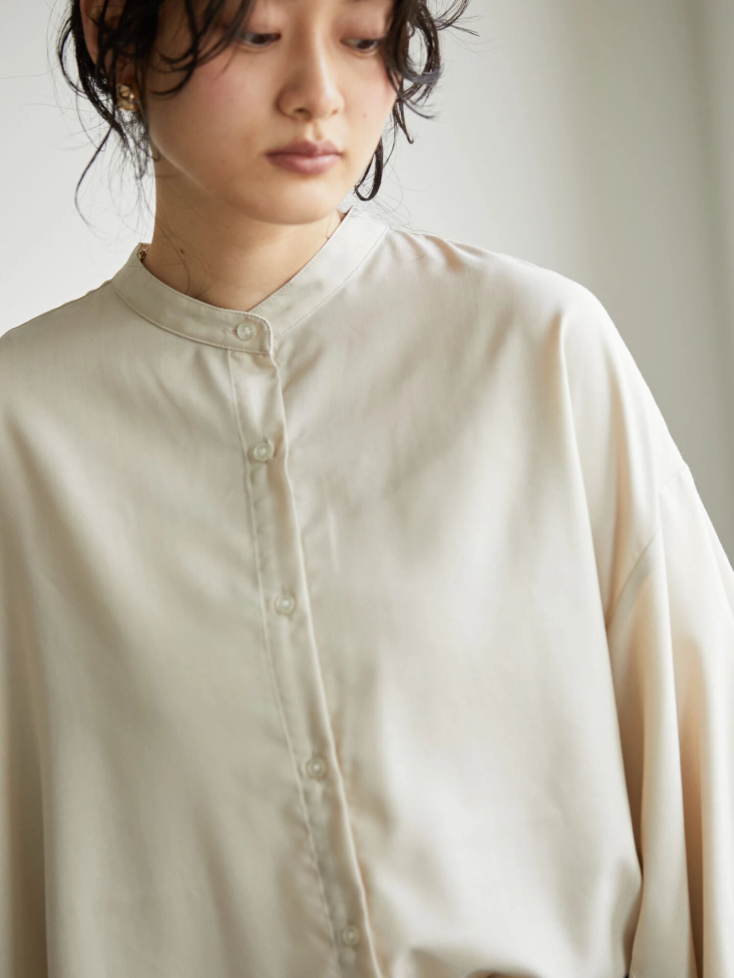 Taya Stand Collar Back Tuck Shirt