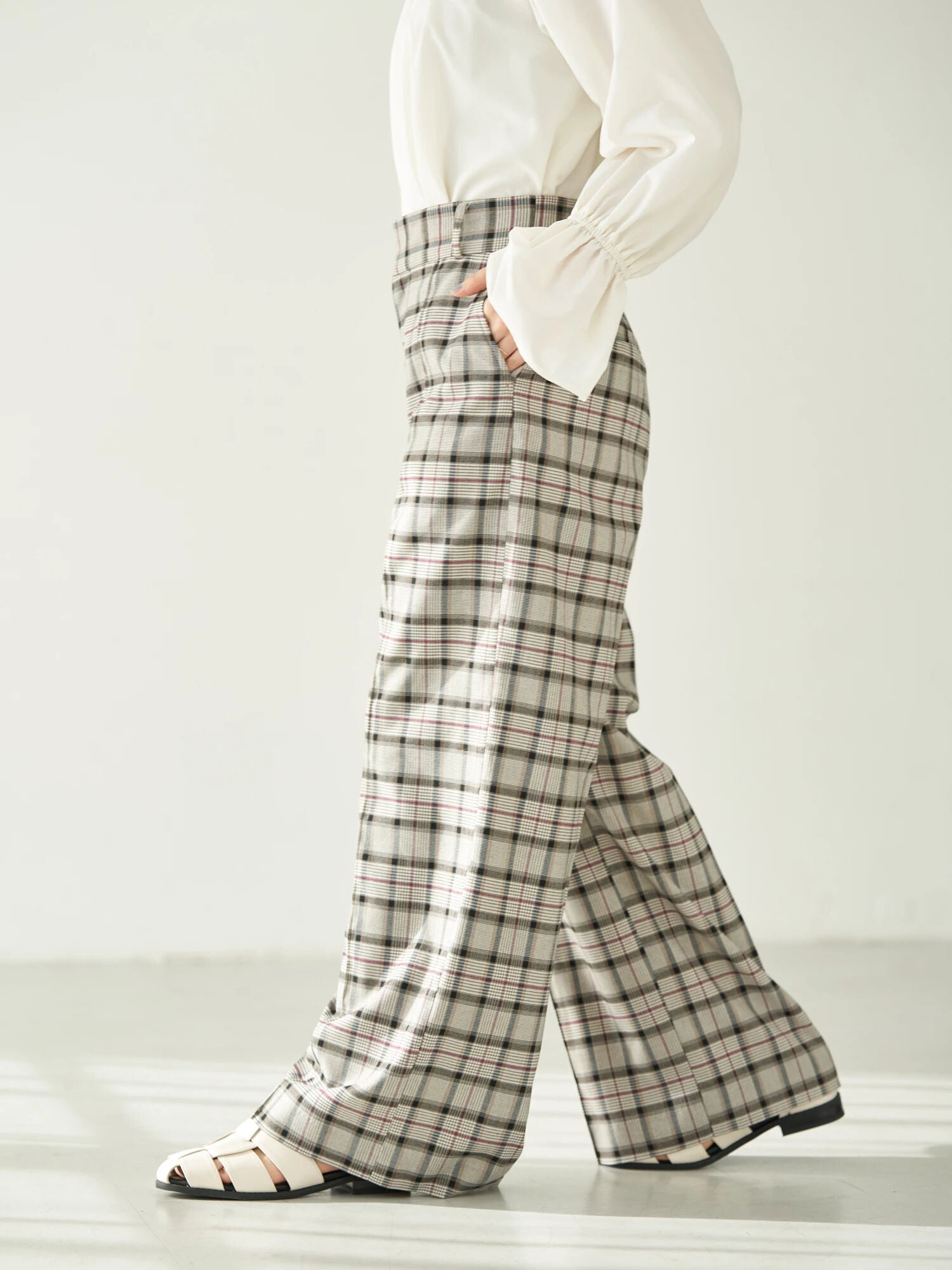 Keito Plaid Wide Pants