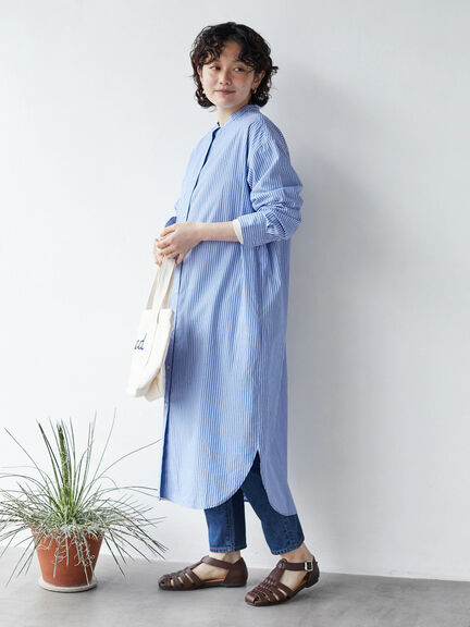 Sugi Band Collar Shirt Dress