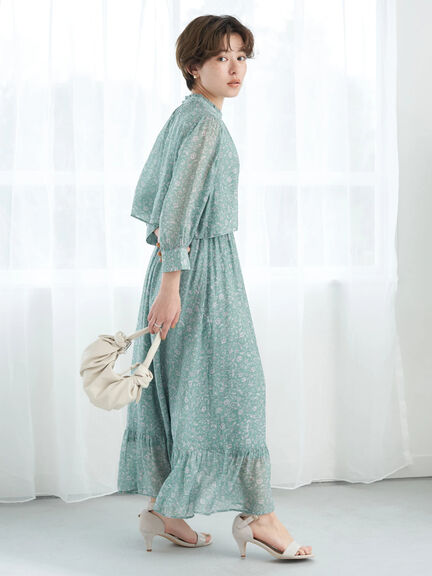 Inazawa Stand Frill Print Dress