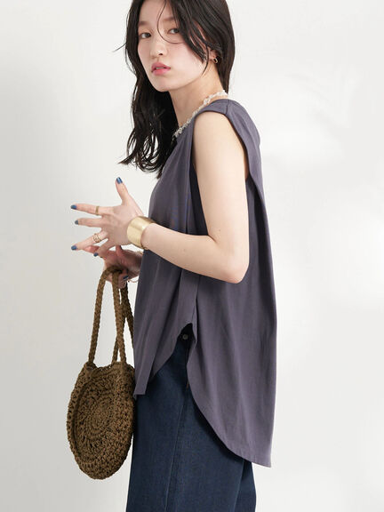 sleevsless tops Iwaki Sleeveless Tuck Cut Pullover