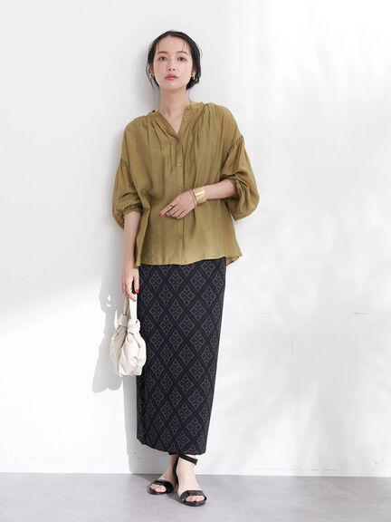 blouse Wanita Kekinian Wrenly Sheer Gathered