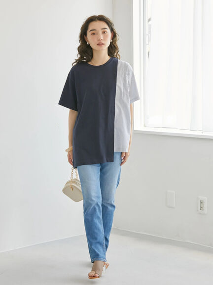 Kaos Blouse Rhone Two Material T-Shirt