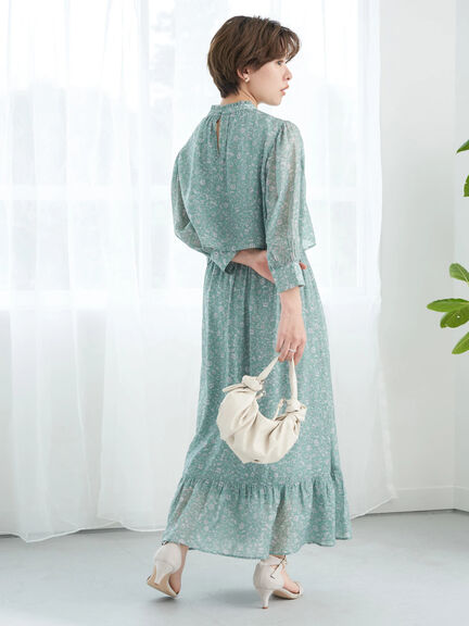 Inazawa Stand Frill Print Dress