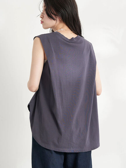 sleevsless tops Iwaki Sleeveless Tuck Cut Pullover