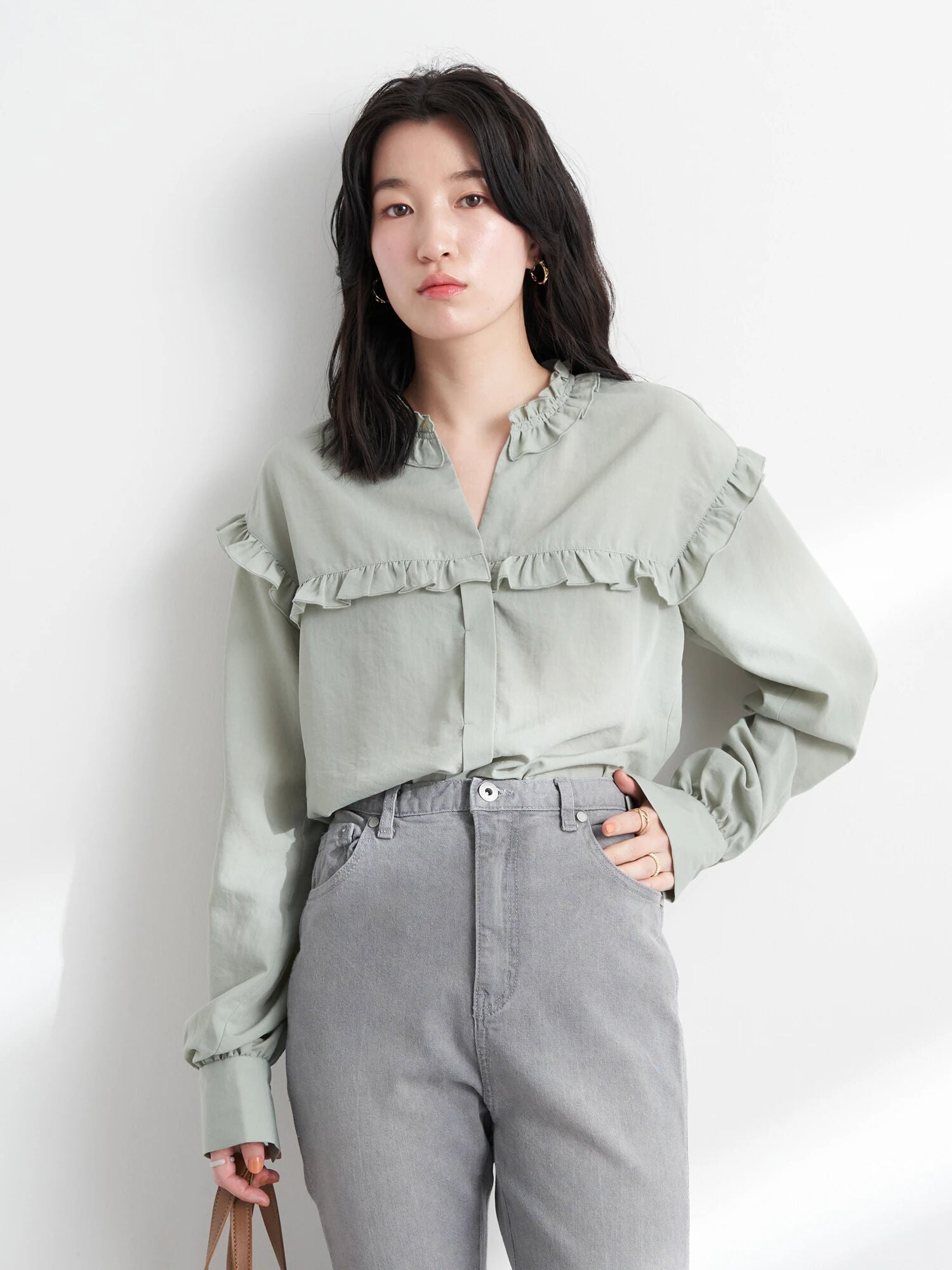 Garbera Open Collar Frilled Blouse