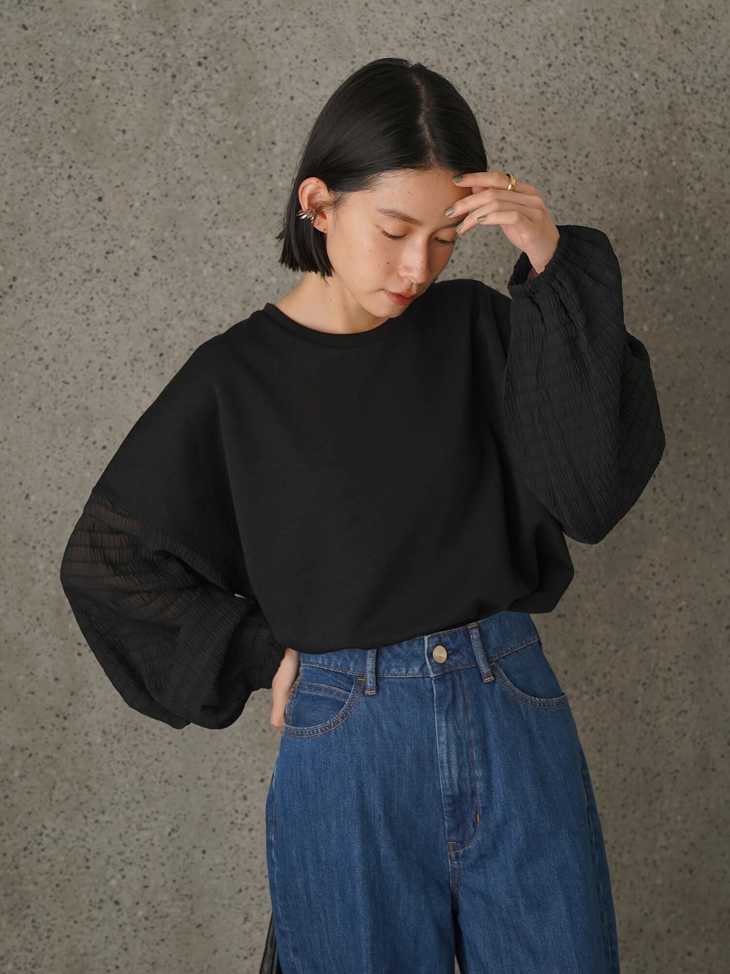 Fen Sleeve Material Cut Blouse