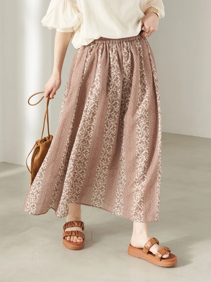 Rok flare Etna Pattern Gathered Skirt