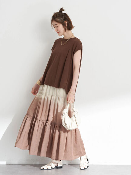 Rok flare Maro Dye Tiered Skirt