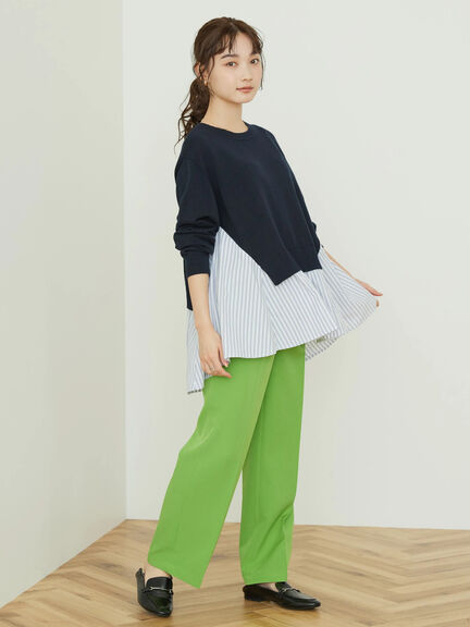 Tasaishima 2 Material Striped Knit Pullover