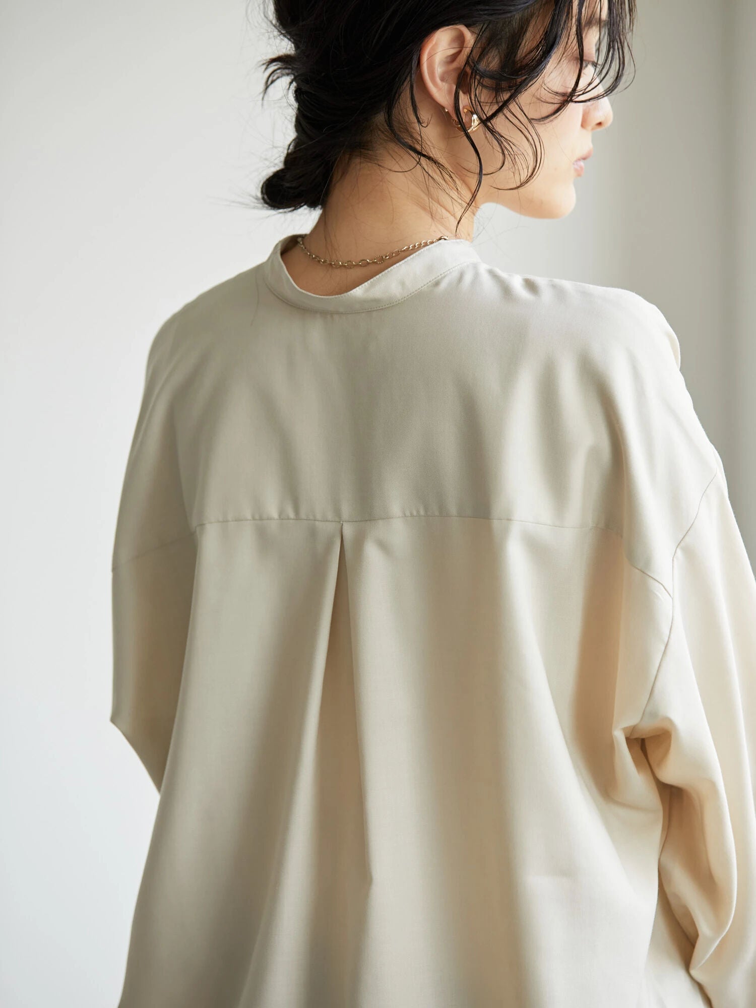 Taya Stand Collar Back Tuck Shirt