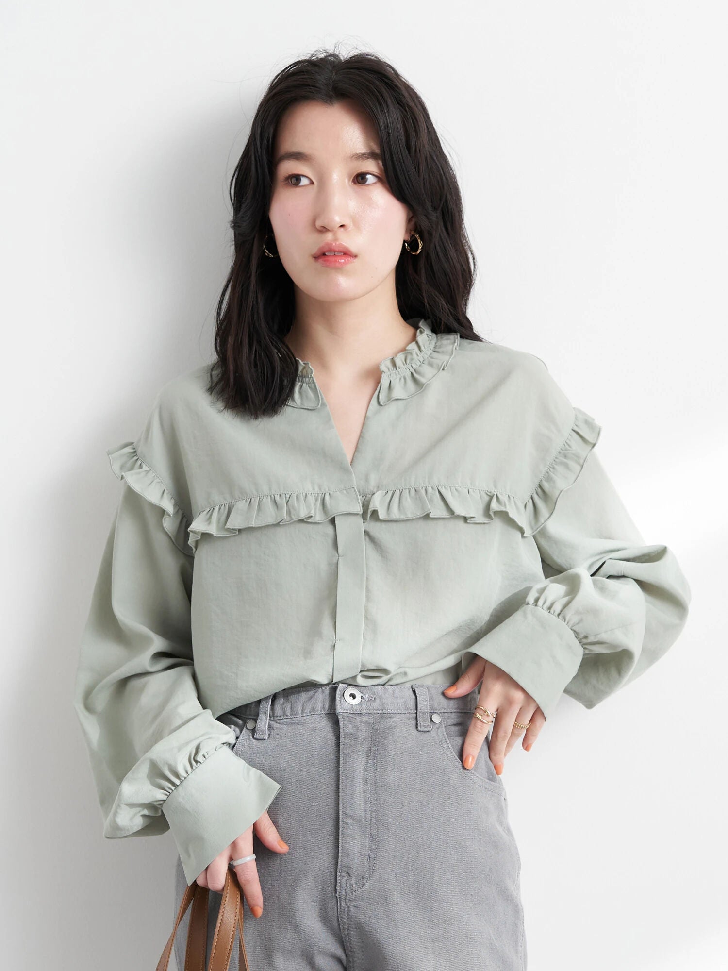 Garbera Open Collar Frilled Blouse