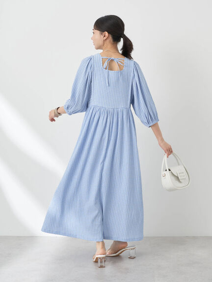 Lala Volume Sleeve Check Dress